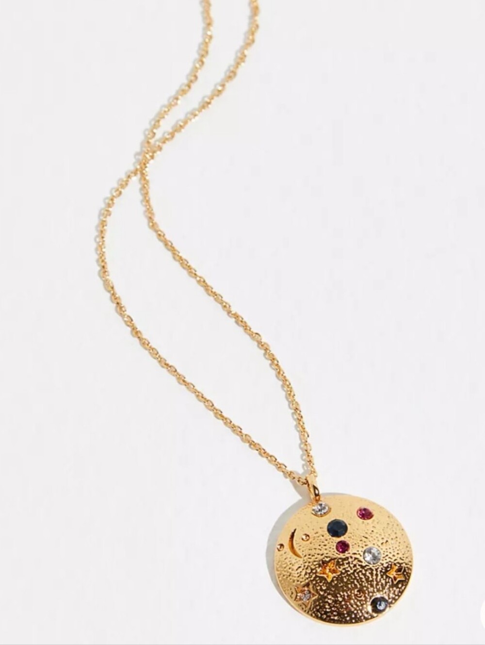 NWT Free People Orbit Necklace 14k Gold Plated Coin Color Celestial Stars Moon